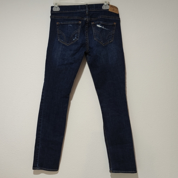 Y2K Hollister Jeans Distressed Size 3 S Dark Wash Laguna Skinny Slight Stretch - Picture 2 of 7